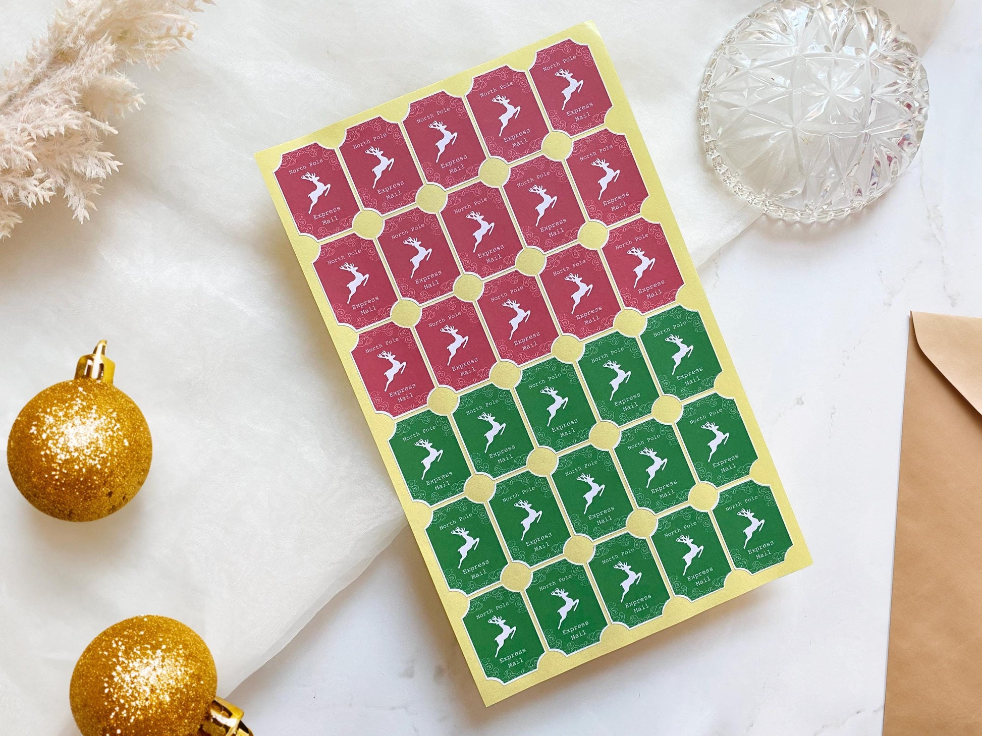 Letter From Santa Stickers, Father Christmas Stamps, DIY, Santa Stickers, North Pole Mail, Reindeer