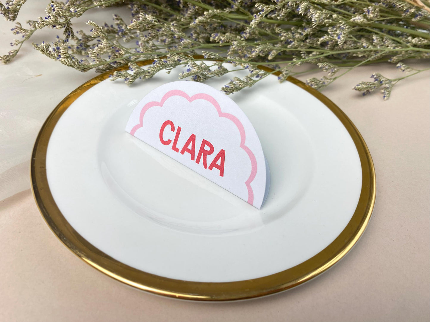 Custom Circle Wedding Place Cards, Wavy Wedding Name Cards, Table Place Cards, Place Setting, Custom Colours