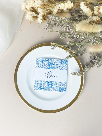 Italian Inspired Wedding Reception Place Cards, Destination Wedding, Italian Tile Style, Dinner Party