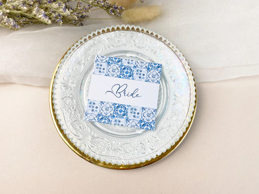 Italian Inspired Wedding Reception Place Cards, Destination Wedding, Italian Tile Style, Dinner Party