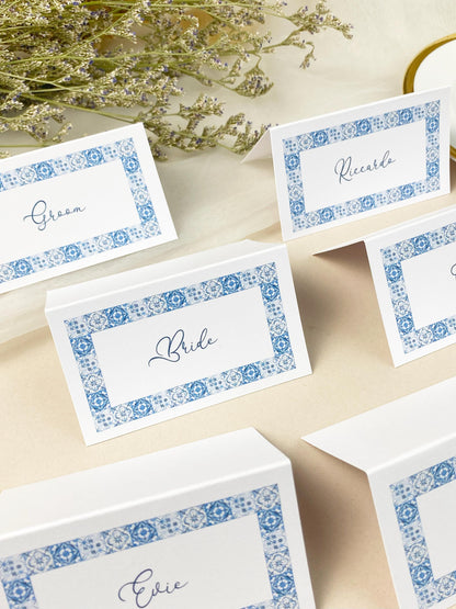 Italian Inspired Wedding Reception Place Cards, Destination Wedding, Italian Tile Style, Dinner Party