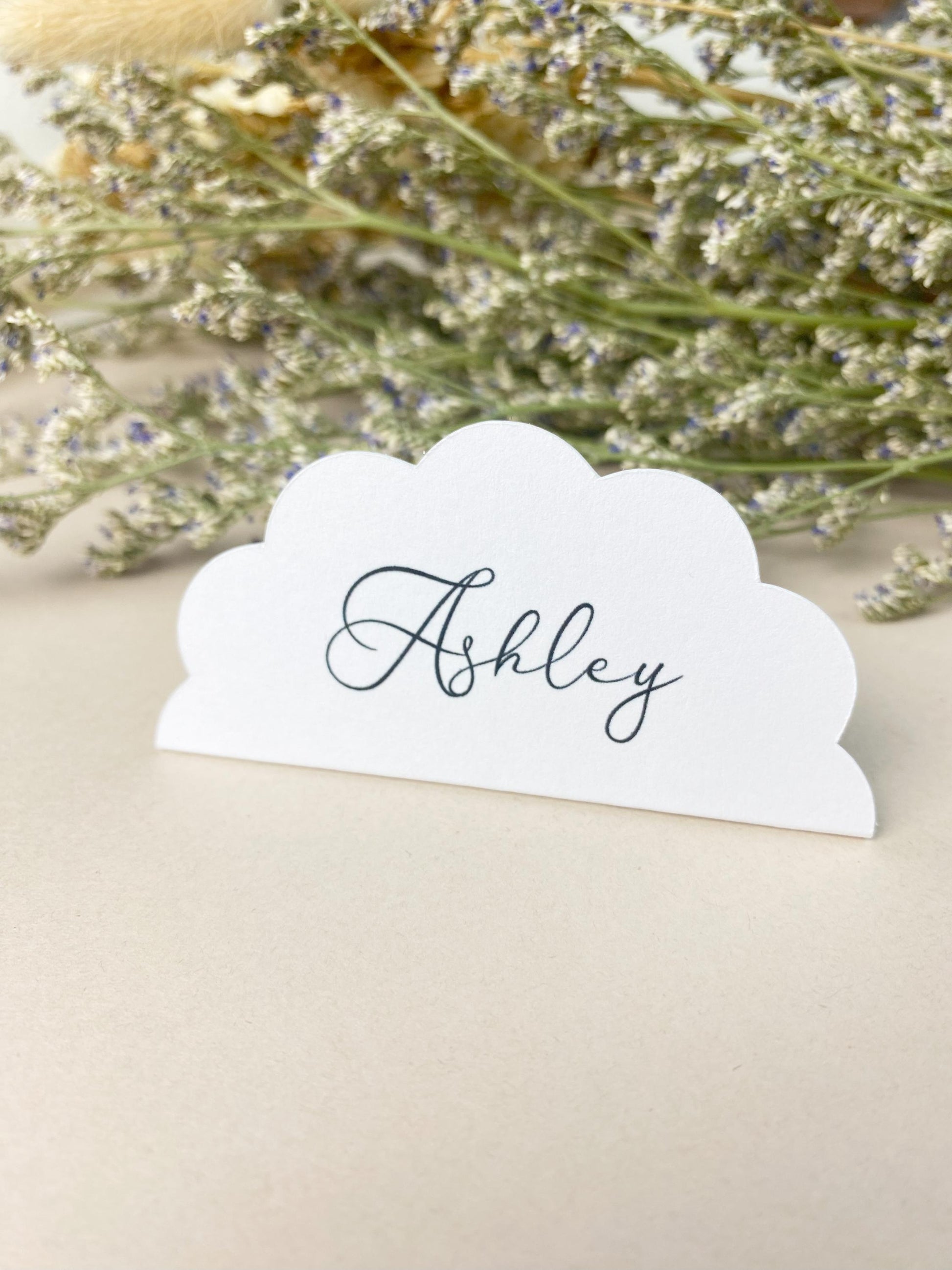 Minimal Scalloped Folded Wedding Place Cards, Wavy Wedding Name Cards, Table Place Cards, Place Settings Reception, Black and White