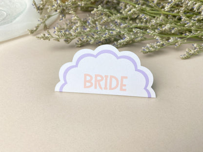 Custom Scalloped Circle Wedding Place Cards, Wavy Wedding Name Cards, Table Place Cards, Place Settings Reception, Custom Colours