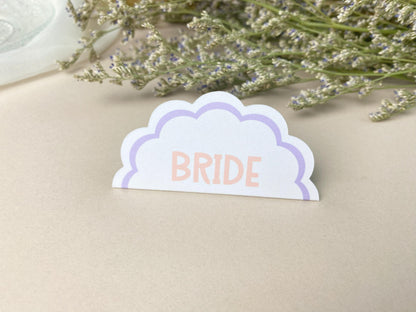 Custom Scalloped Circle Wedding Place Cards, Wavy Wedding Name Cards, Table Place Cards, Place Settings Reception, Custom Colours