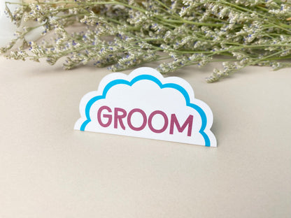 Custom Scalloped Circle Wedding Place Cards, Wavy Wedding Name Cards, Table Place Cards, Place Settings Reception, Custom Colours