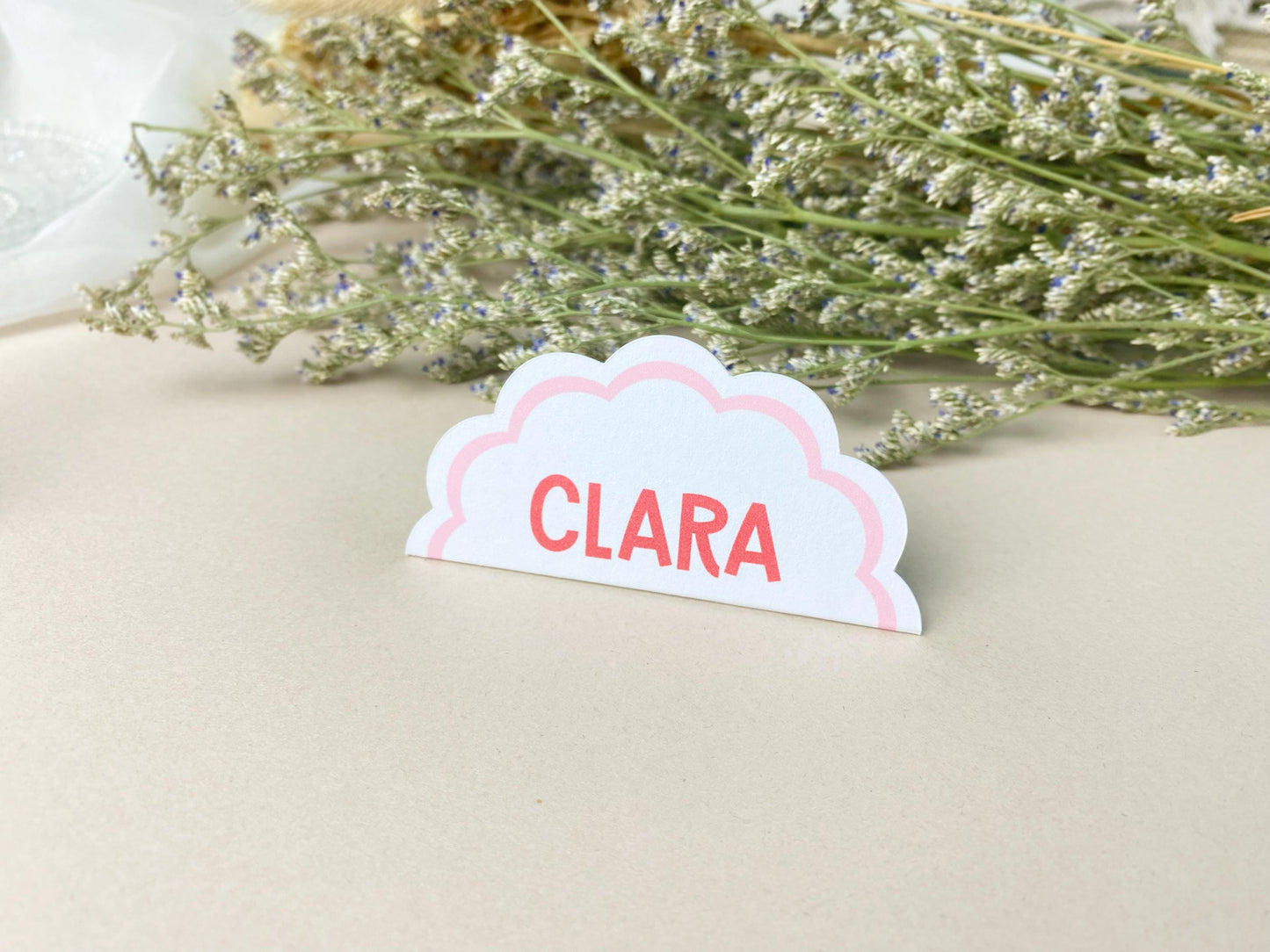 Custom Scalloped Circle Wedding Place Cards, Wavy Wedding Name Cards, Table Place Cards, Place Settings Reception, Custom Colours
