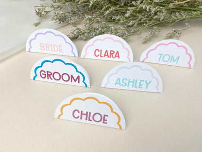 Custom Circle Wedding Place Cards, Wavy Wedding Name Cards, Table Place Cards, Place Setting, Custom Colours