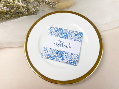 Italian Inspired Wedding Reception Place Cards, Destination Wedding, Italian Tile Style, Dinner Party
