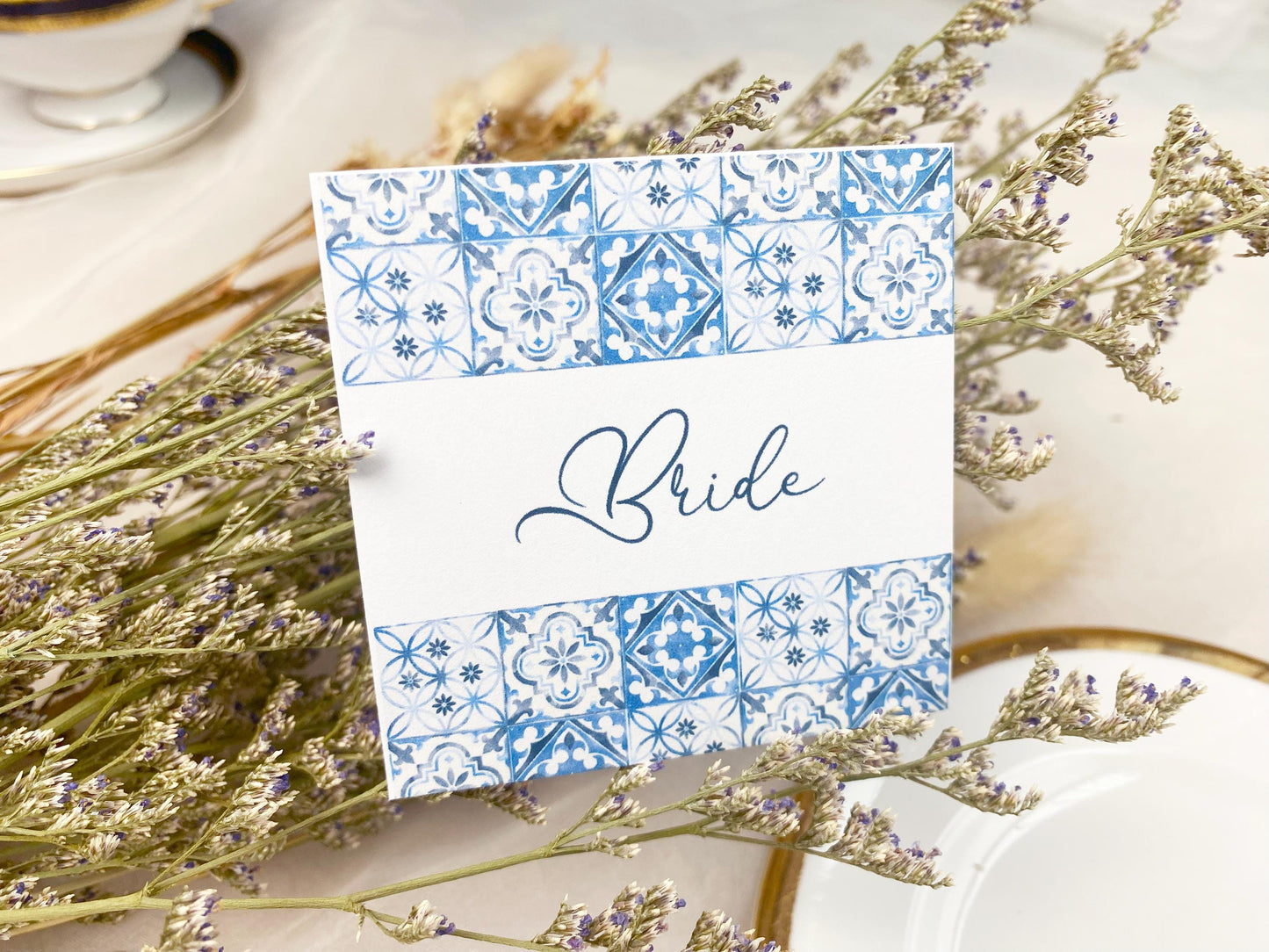 Italian Inspired Wedding Reception Place Cards, Destination Wedding, Italian Tile Style, Dinner Party