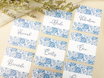Italian Inspired Wedding Reception Place Cards, Destination Wedding, Italian Tile Style, Dinner Party