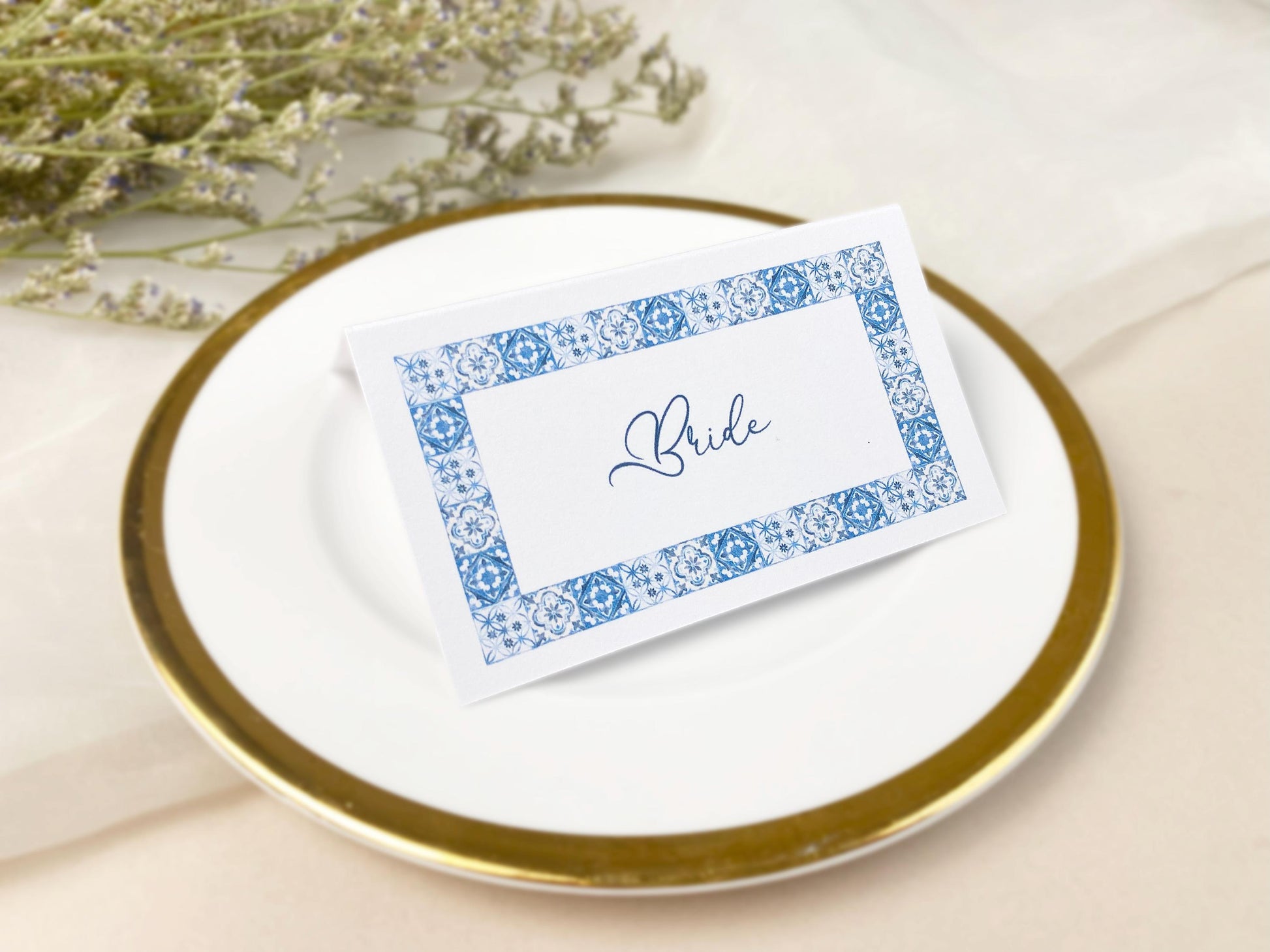 Italian Inspired Wedding Reception Place Cards, Destination Wedding, Italian Tile Style, Dinner Party