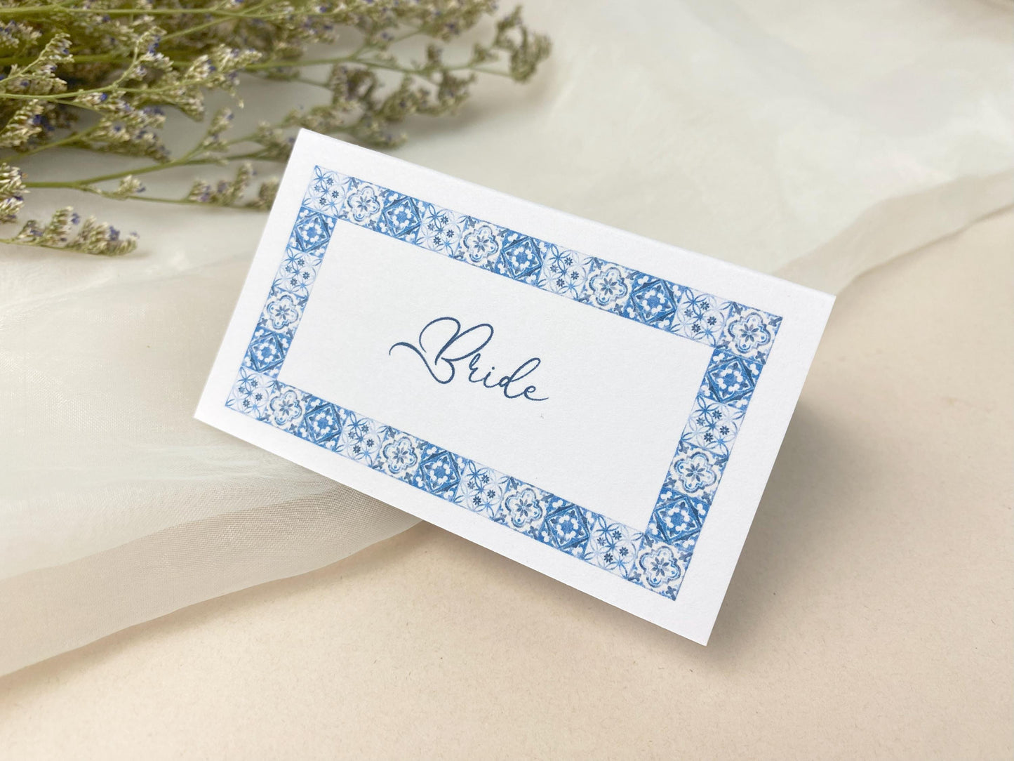 Italian Inspired Wedding Reception Place Cards, Destination Wedding, Italian Tile Style, Dinner Party
