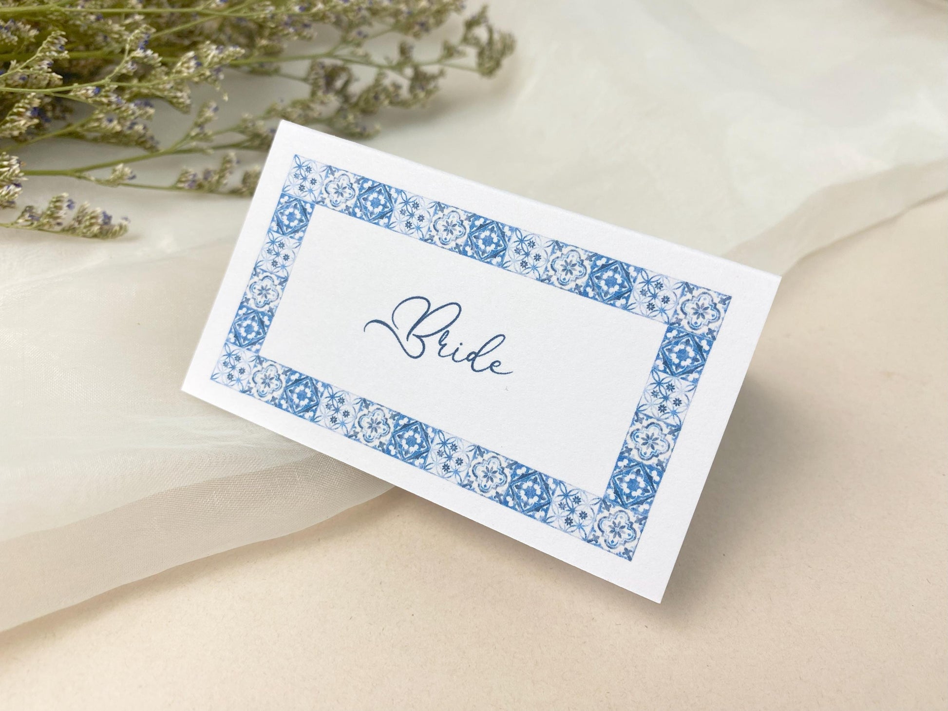 Italian Inspired Wedding Reception Place Cards, Destination Wedding, Italian Tile Style, Dinner Party