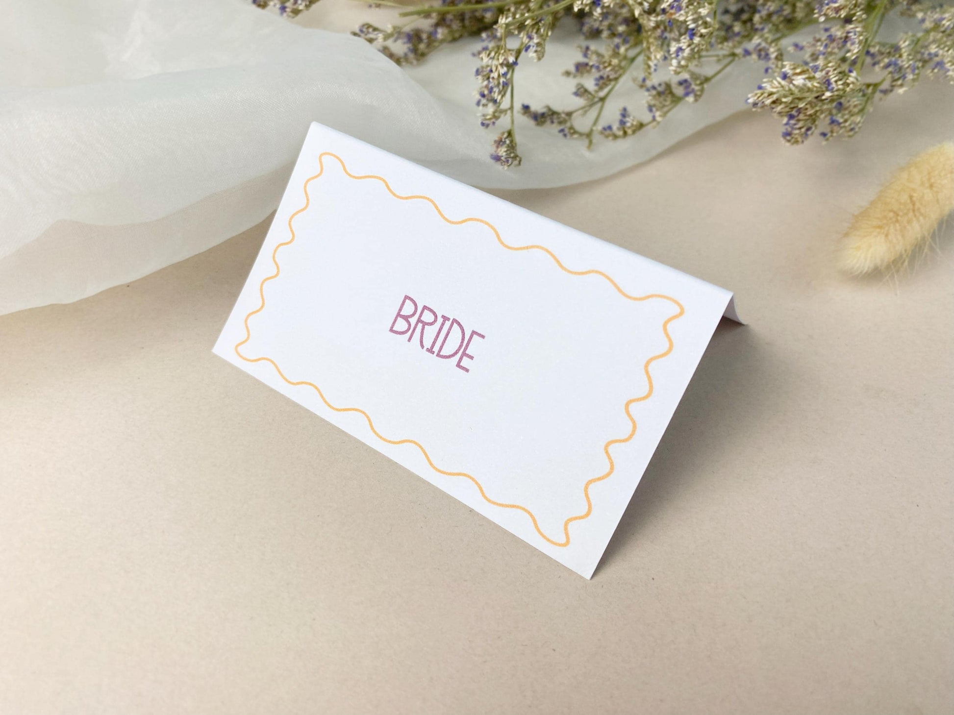 Wavy Folded Wedding Place Cards, Name Cards, Table Place Cards, Place Settings, Custom Colours