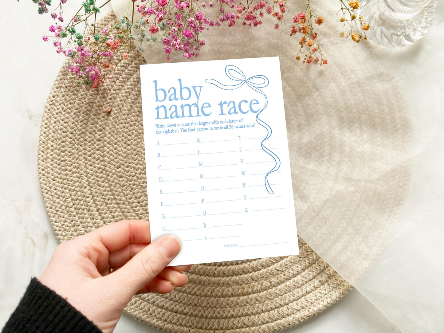 Blue Bow Baby Shower Bundle, Boho Chic, Boy Baby Shower, Mum To Be, Printed A6