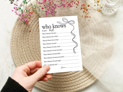 Black Bow Baby Shower Bundle, Minimalist, Neutral Baby Shower, Mum To Be, Printed A6