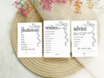 Black Bow Baby Shower Bundle, Minimalist, Neutral Baby Shower, Mum To Be, Printed A6