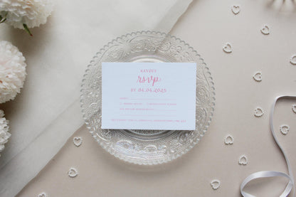 Ribbon Wedding Invitation, Square Invite, Wedding Stationery, RSVP, Details, Evening Reception
