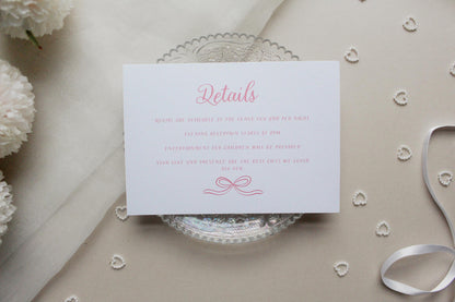 Ribbon Wedding Invitation, Square Invite, Wedding Stationery, RSVP, Details, Evening Reception