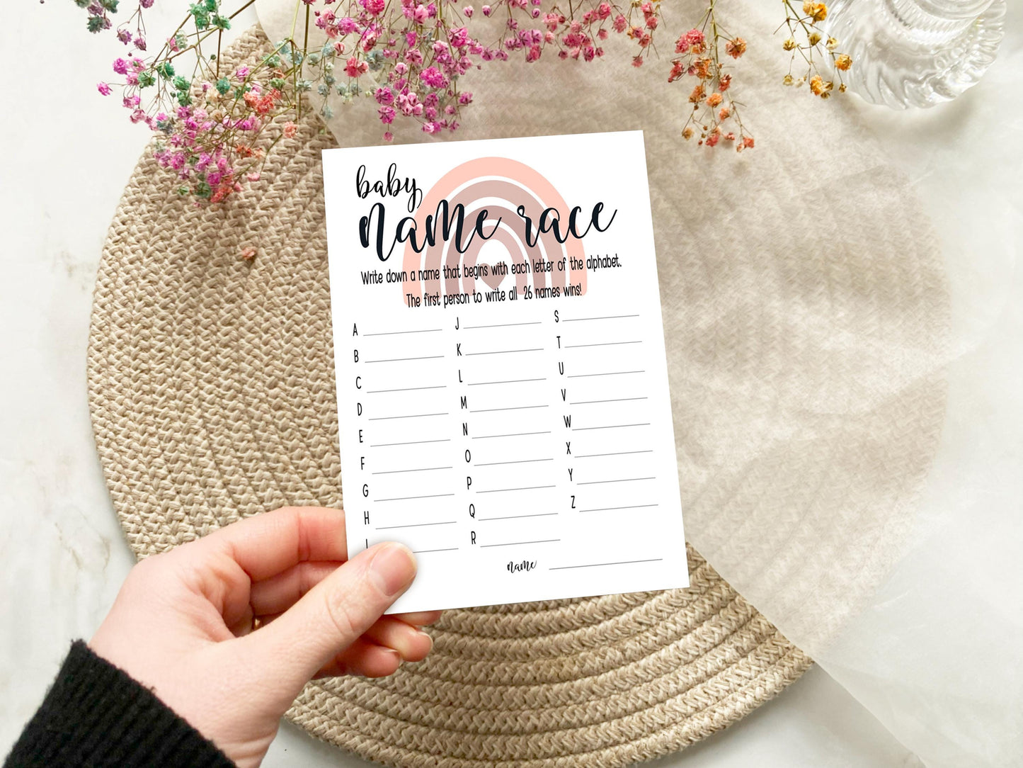 Blush Pink Rainbow Baby Shower Bundle, Prediction and Advice Cards Game, Mum To Be, Girl Baby Shower