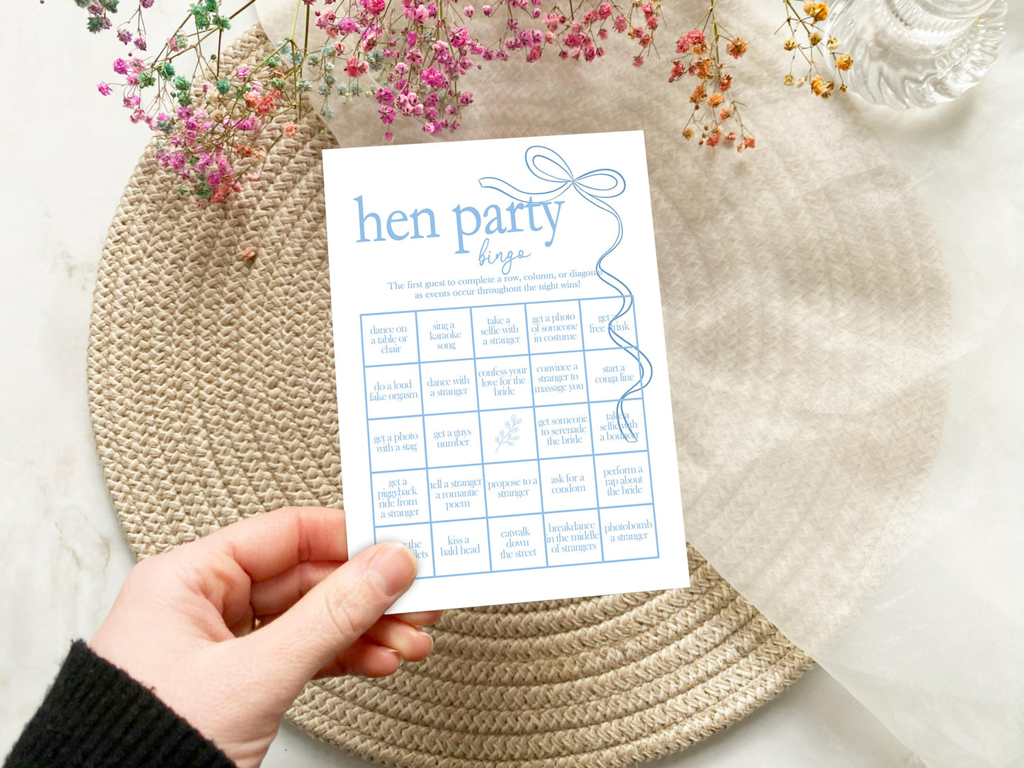 Hen do Party Games Bundle, Tie the Knot, Bridal Bingo, Advice, Guess the Dress, Would She Rather