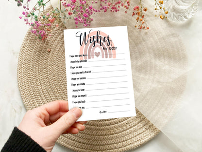 Blush Pink Rainbow Baby Shower Bundle, Prediction and Advice Cards Game, Mum To Be, Girl Baby Shower