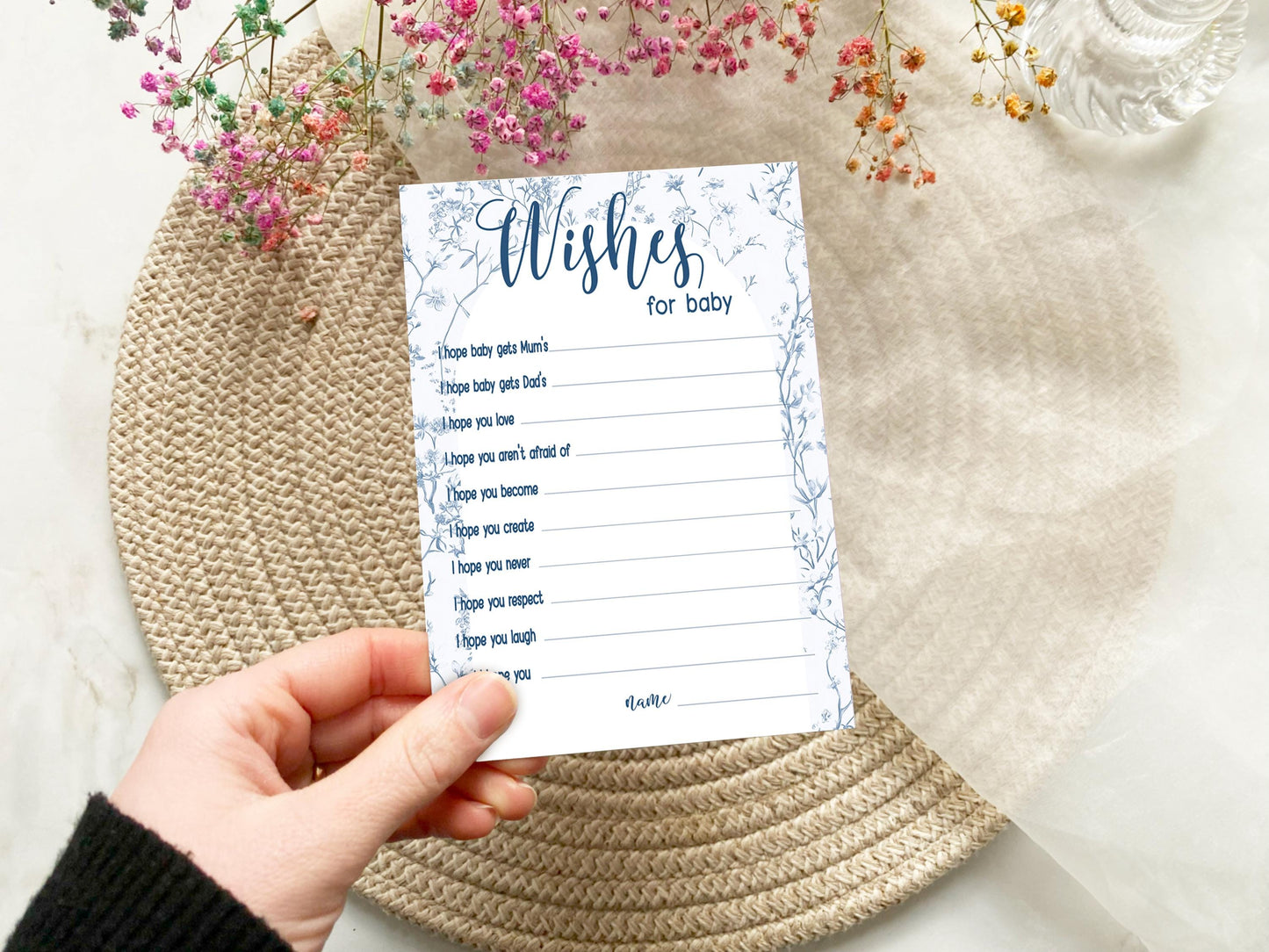 Baby Shower Bundle, Whimsical Blue Arch, Prediction and Advice Cards Game, Greenery Theme, Mum To Be, Boy Baby Shower