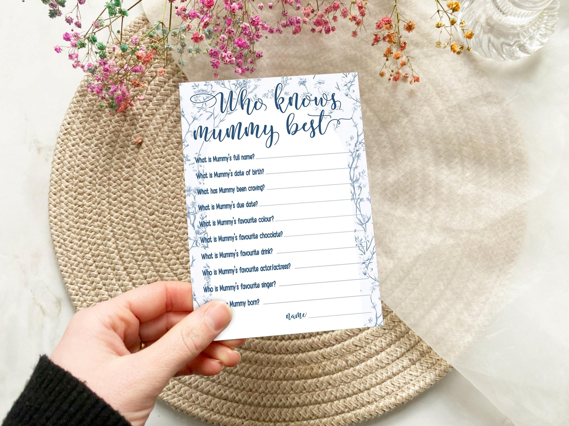 Baby Shower Bundle, Whimsical Blue Arch, Prediction and Advice Cards Game, Greenery Theme, Mum To Be, Boy Baby Shower