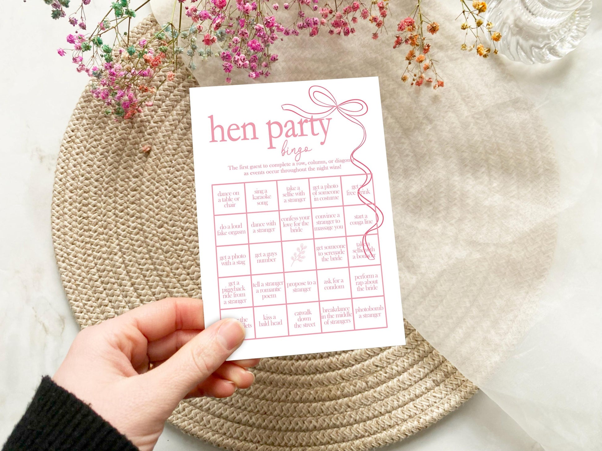 Hen do Party Games Bundle, Tie the Knot, Bridal Bingo, Advice, Guess the Dress, Would She Rather