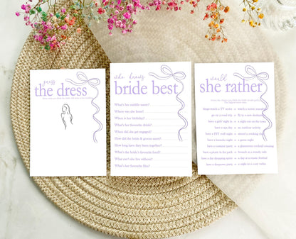 Hen do Party Games Bundle, Tie the Knot, Bridal Bingo, Advice, Guess the Dress, Would She Rather