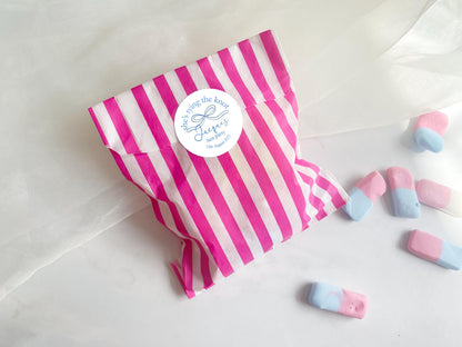 She's Tying The Knot Hen Party Stickers, Blue Ribbon, Bow Theme, Bridal Shower Favour Stickers