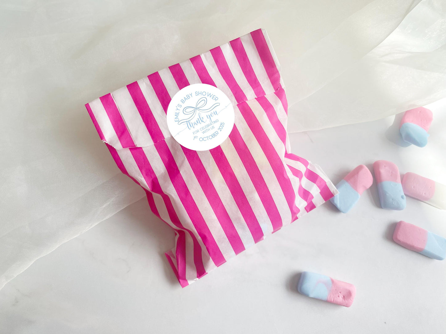 Baby Shower Sticker Favours, Blue Bow Baby Shower Decorations, Baby Boy, Mum to be
