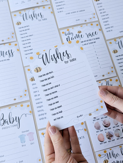 Mama to Bee Baby Shower Game Bundle: A6 Prediction Cards