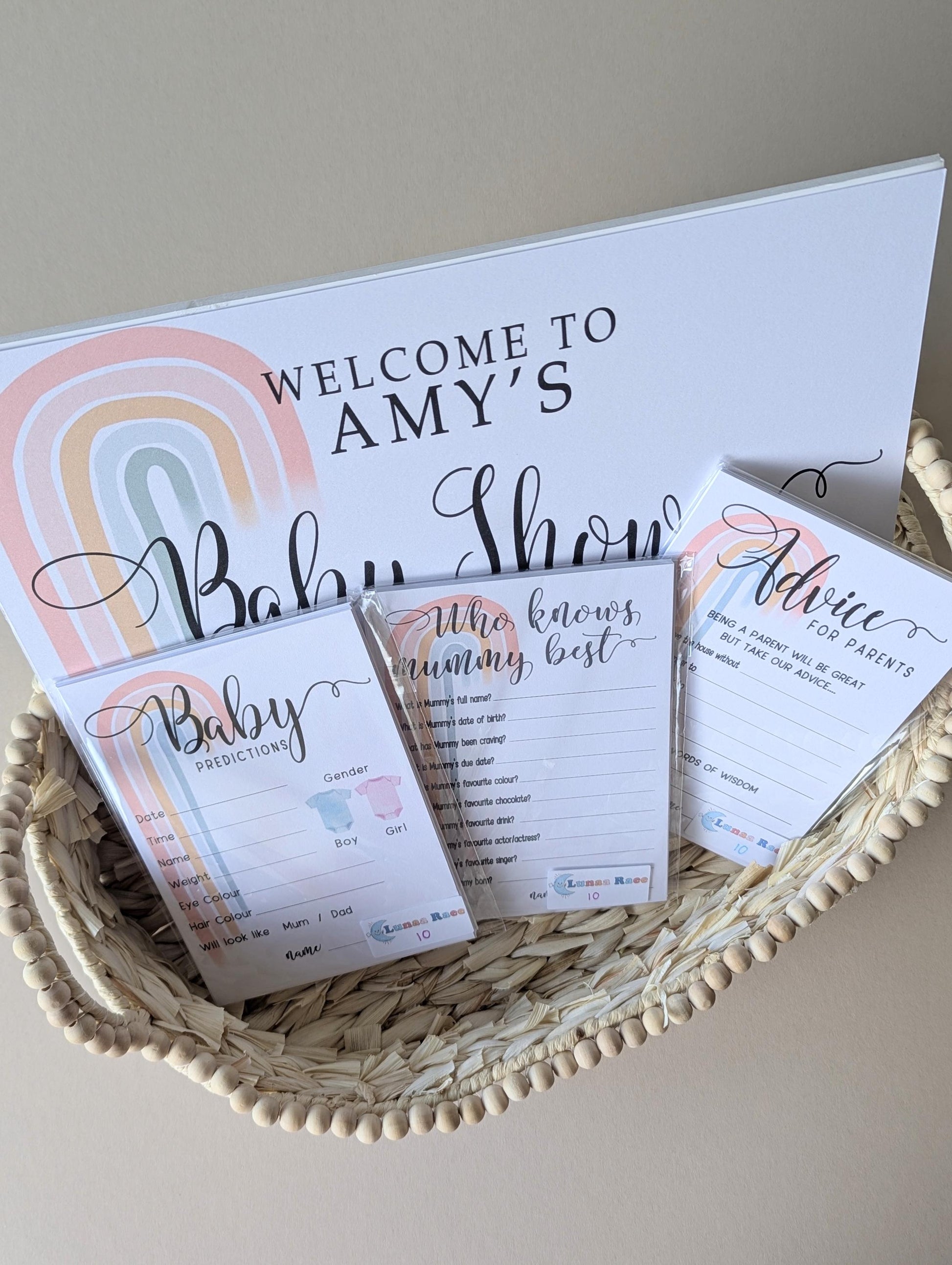 Pastel Rainbow Baby Shower Welcome Sign: Personalised Poster