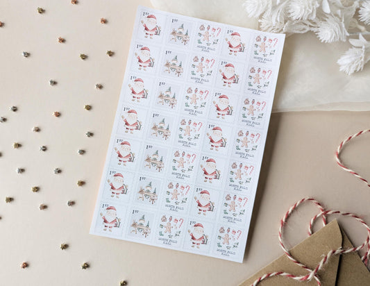 Father Christmas Stamps, DIY, Letter From Santa, Santa Stickers, North Pole Mail