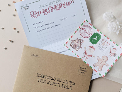 DIY Homemade Letter to Santa, Father Christmas Stamps, North Pole Mail, Present Wish List