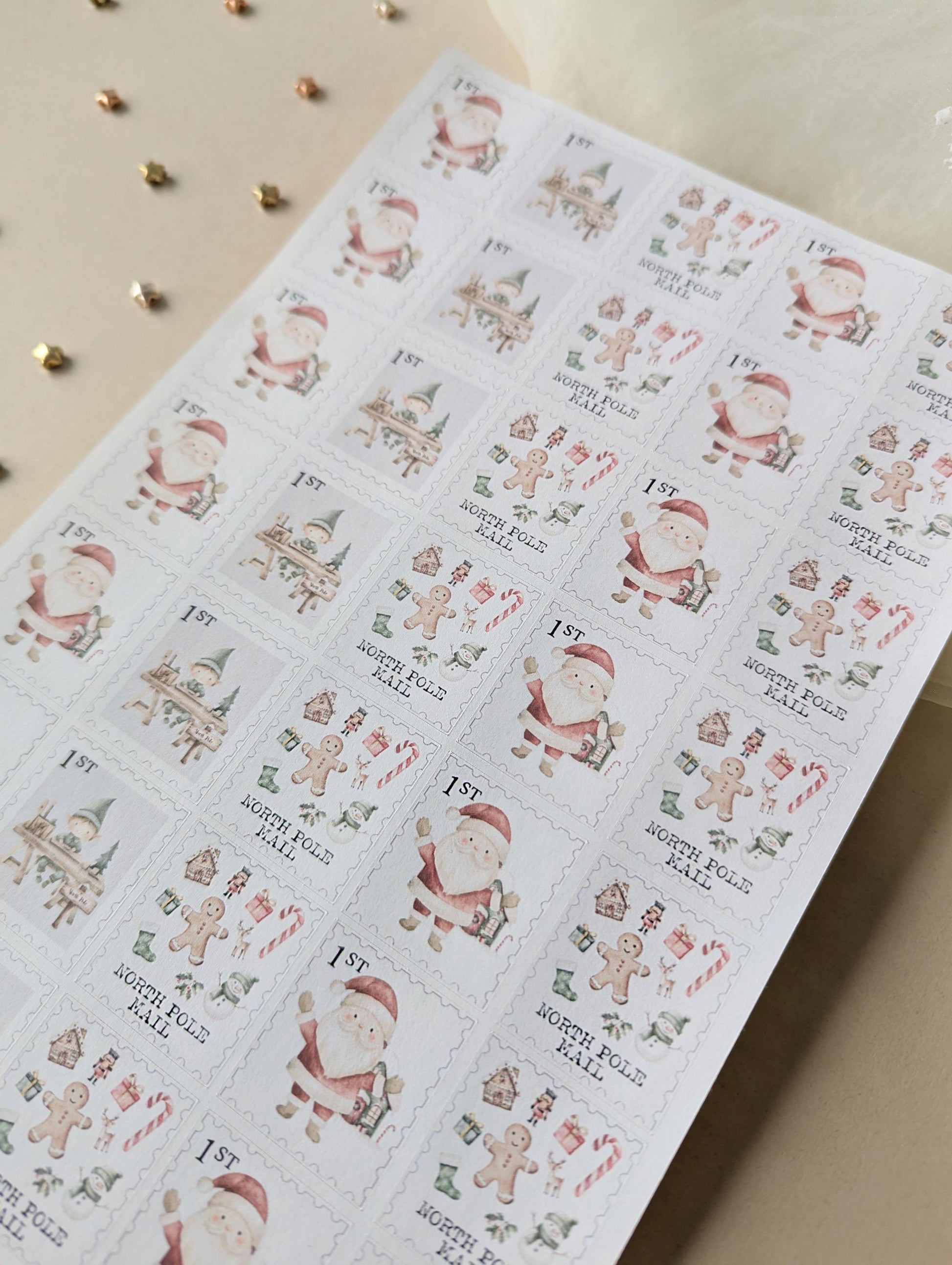 Father Christmas Stamps, DIY, Letter From Santa, Santa Stickers, North Pole Mail