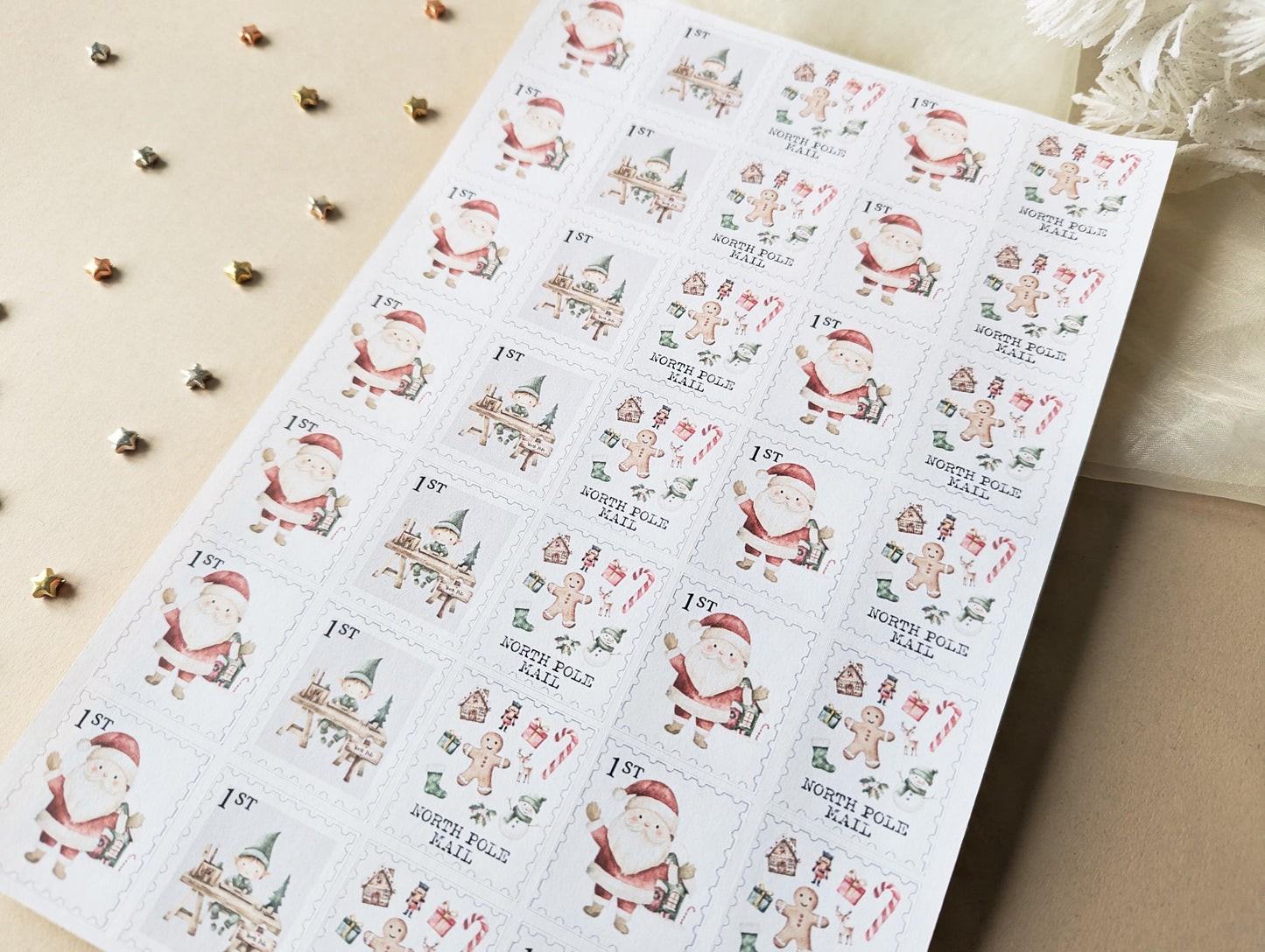 Father Christmas Stamps, DIY, Letter From Santa, Santa Stickers, North Pole Mail