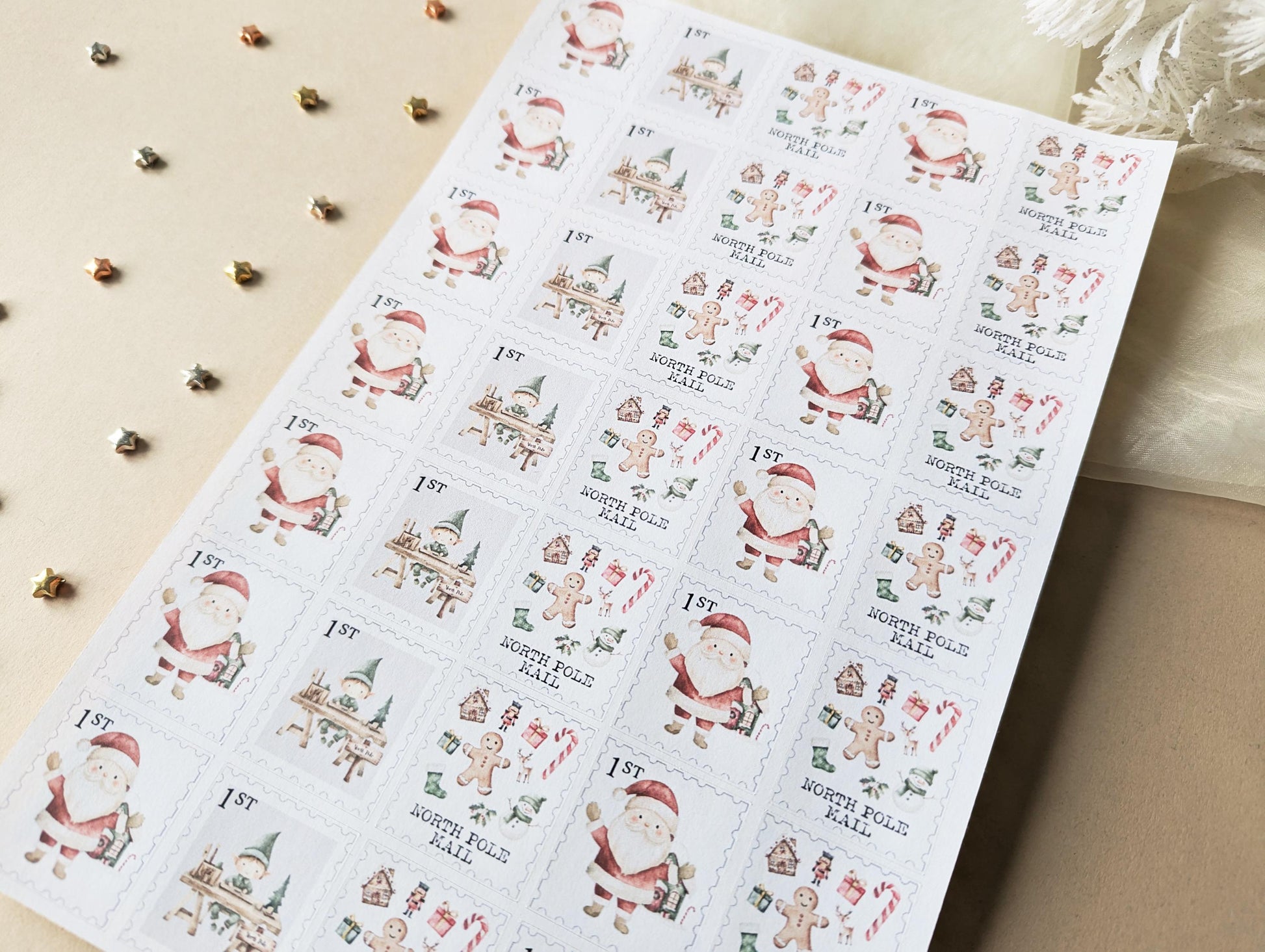 Father Christmas Stamps, DIY, Letter From Santa, Santa Stickers, North Pole Mail