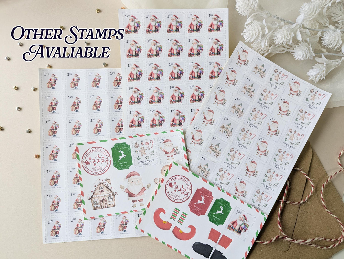 Father Christmas Stamps, DIY, Letter From Santa, Santa Stickers, North Pole Mail