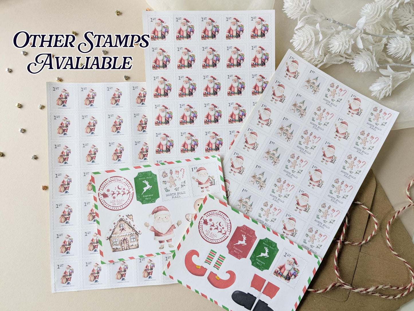 Father Christmas Stamps, DIY, Letter From Santa, Santa Stickers, North Pole Mail
