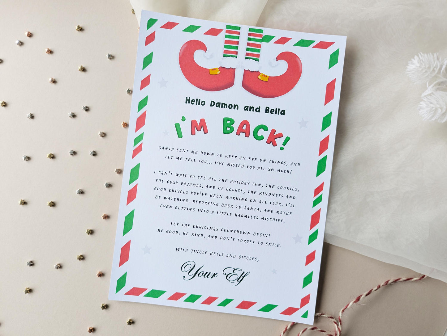 Nice List Certificate, Personalised Letter From Elf, I'm Back, Santa's Workshop