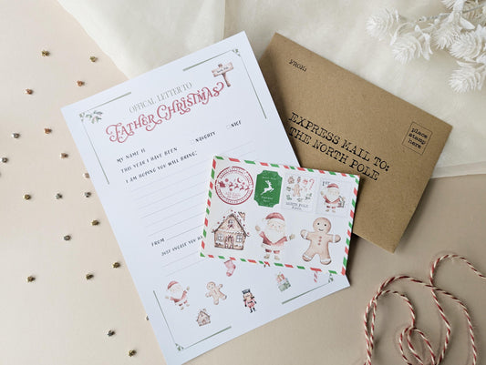 DIY Homemade Letter to Santa, Father Christmas Stamps, North Pole Mail, Present Wish List