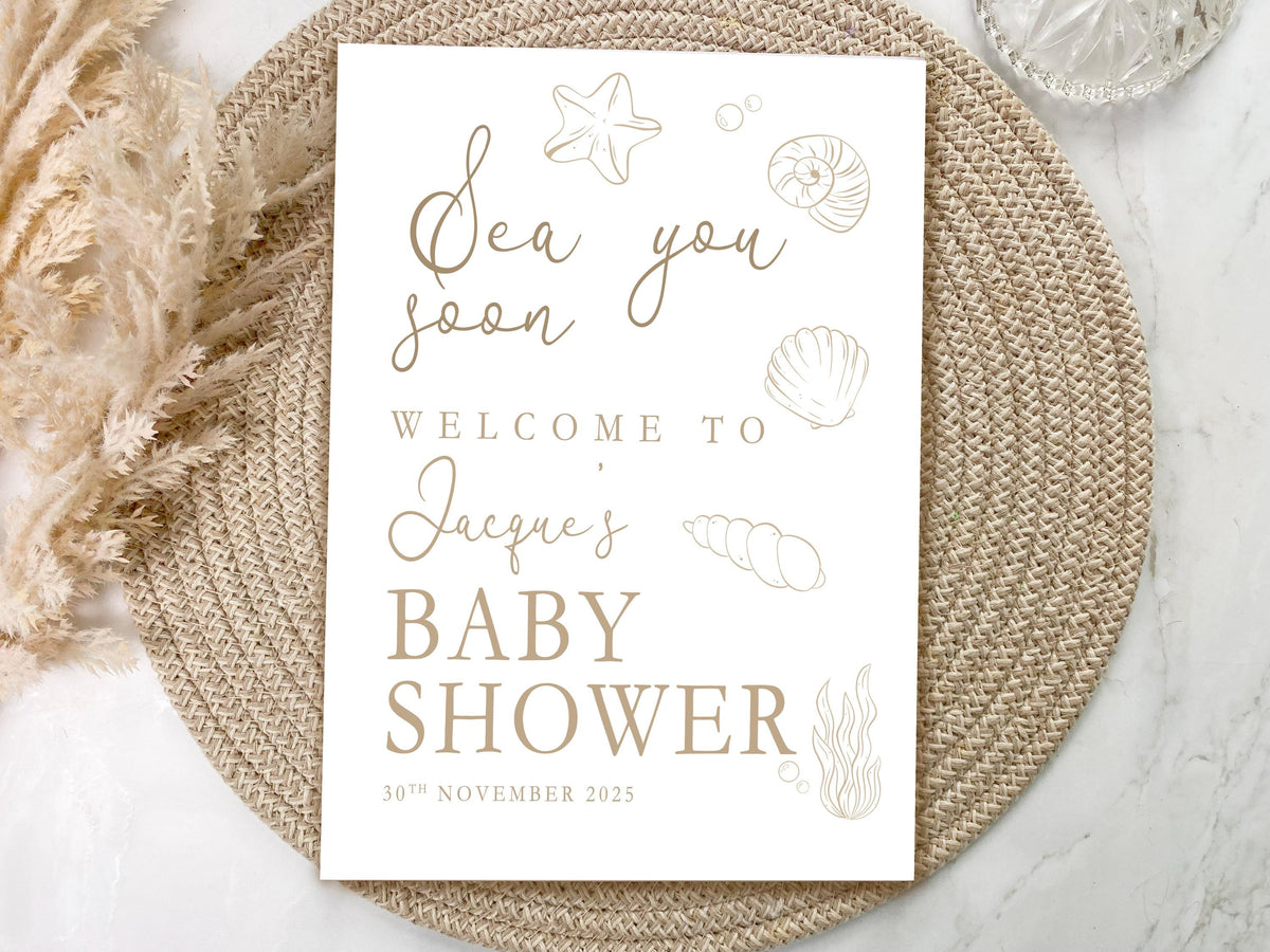 Sea Shell Baby Shower Poster: Customizable Keepsake, Neutral Theme