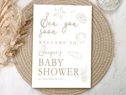 Sea Shell Baby Shower Poster: Customizable Keepsake, Neutral Theme