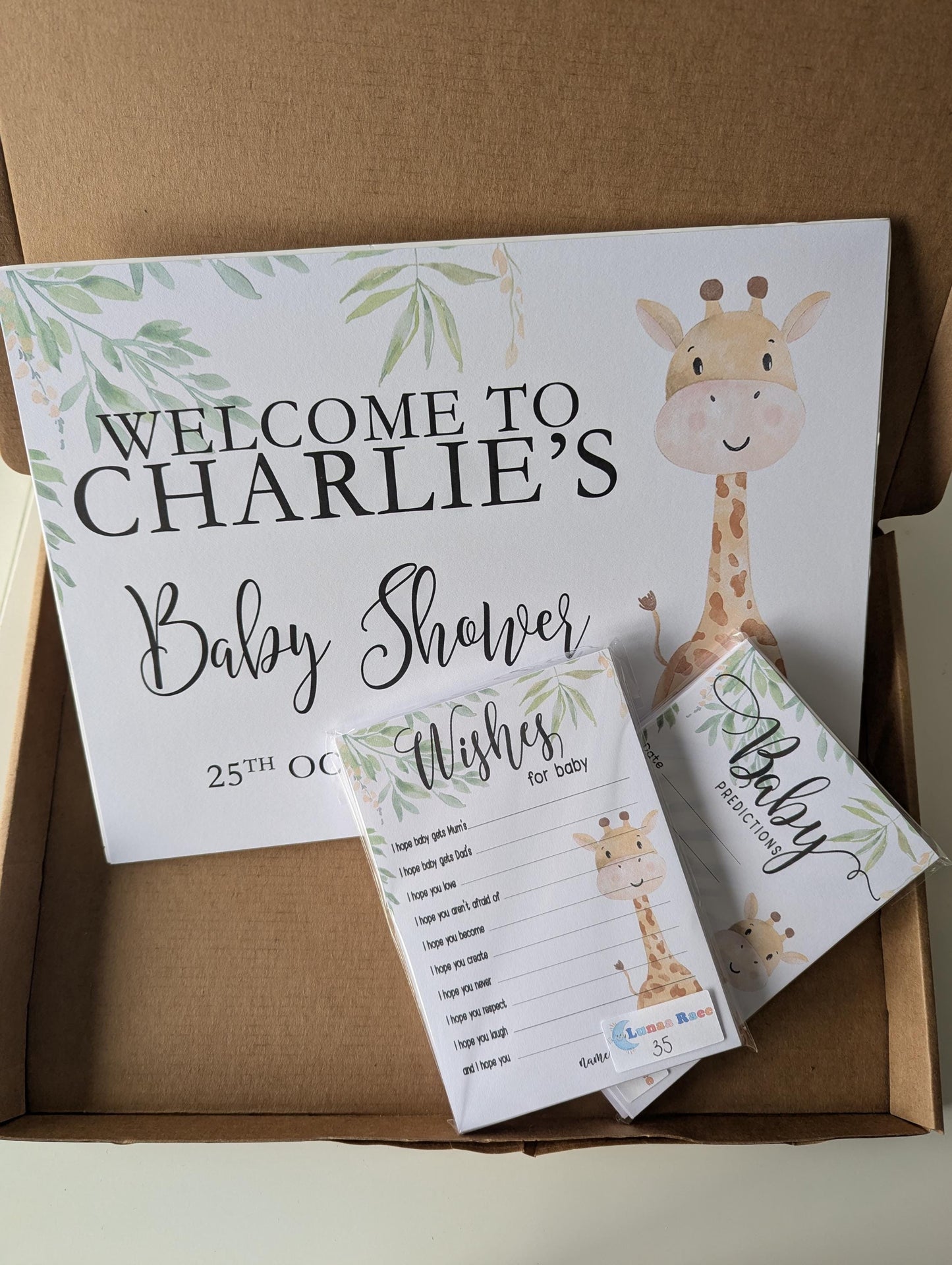 Giraffe Baby Shower Bundle, Prediction and Advice Cards Game, Gender Neutral Baby Shower, Mum To Be, Printed A6