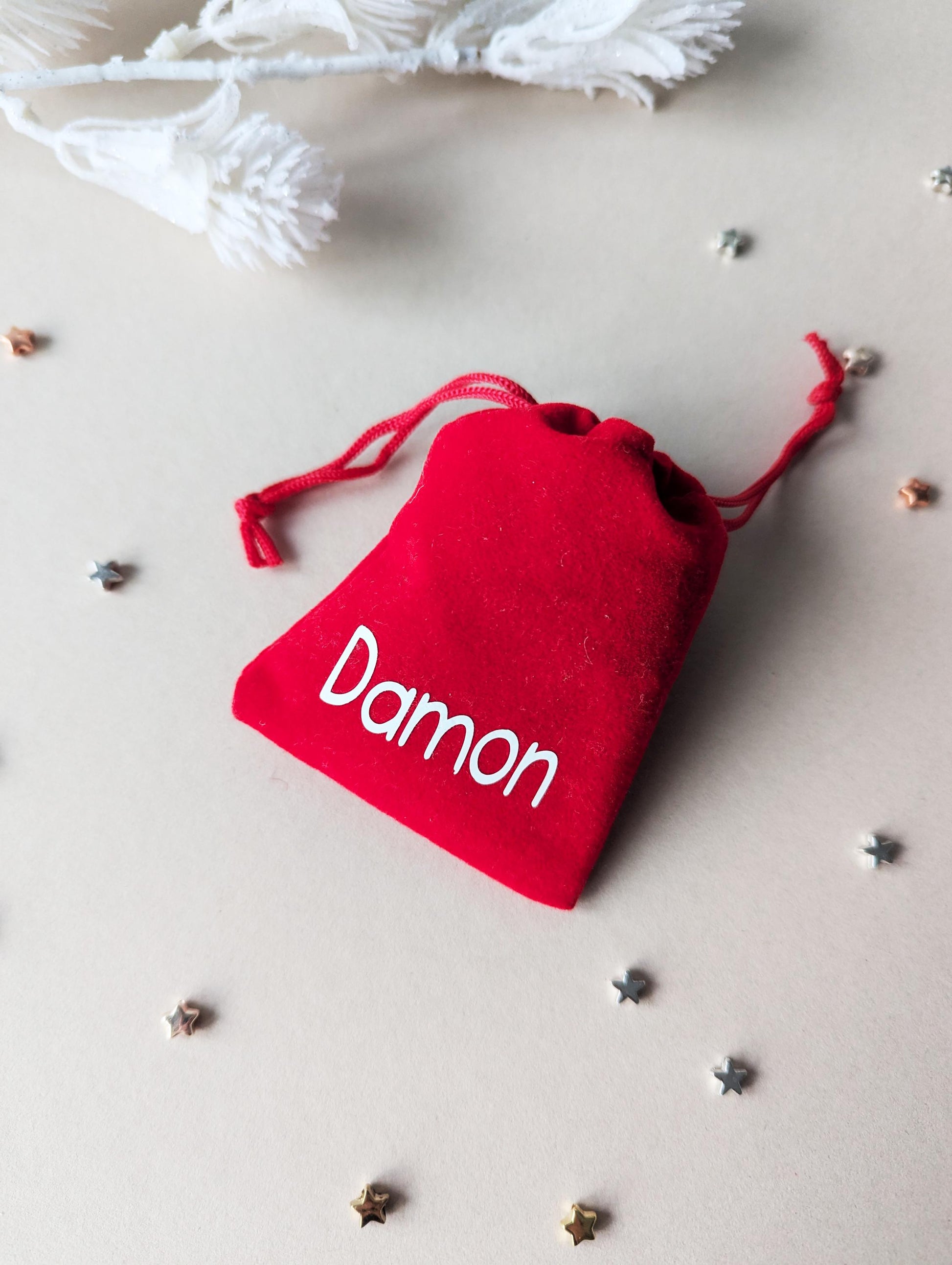 Personalised Small Red Gift Bag: Jewellery Bag, Stocking Filler