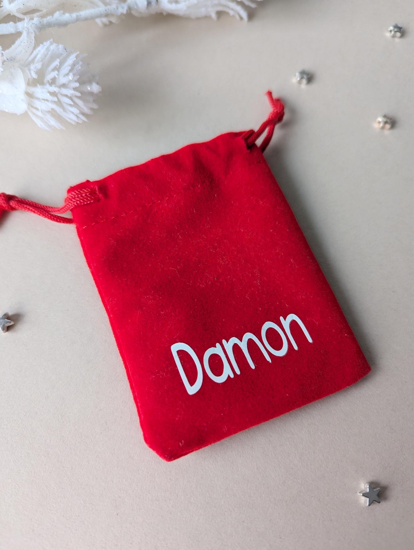 Personalised Small Red Gift Bag: Jewellery Bag, Stocking Filler