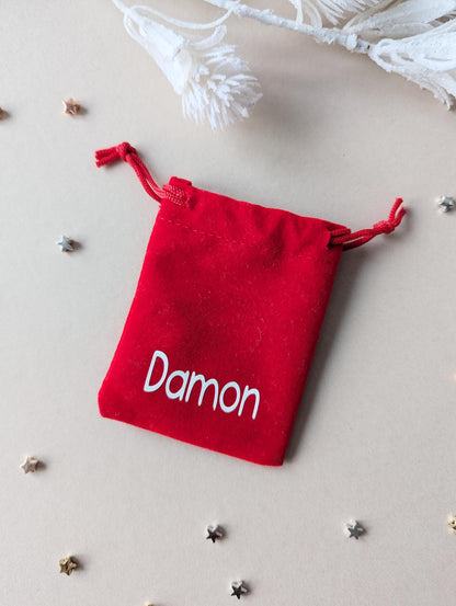 Personalised Small Red Gift Bag: Jewellery Bag, Stocking Filler