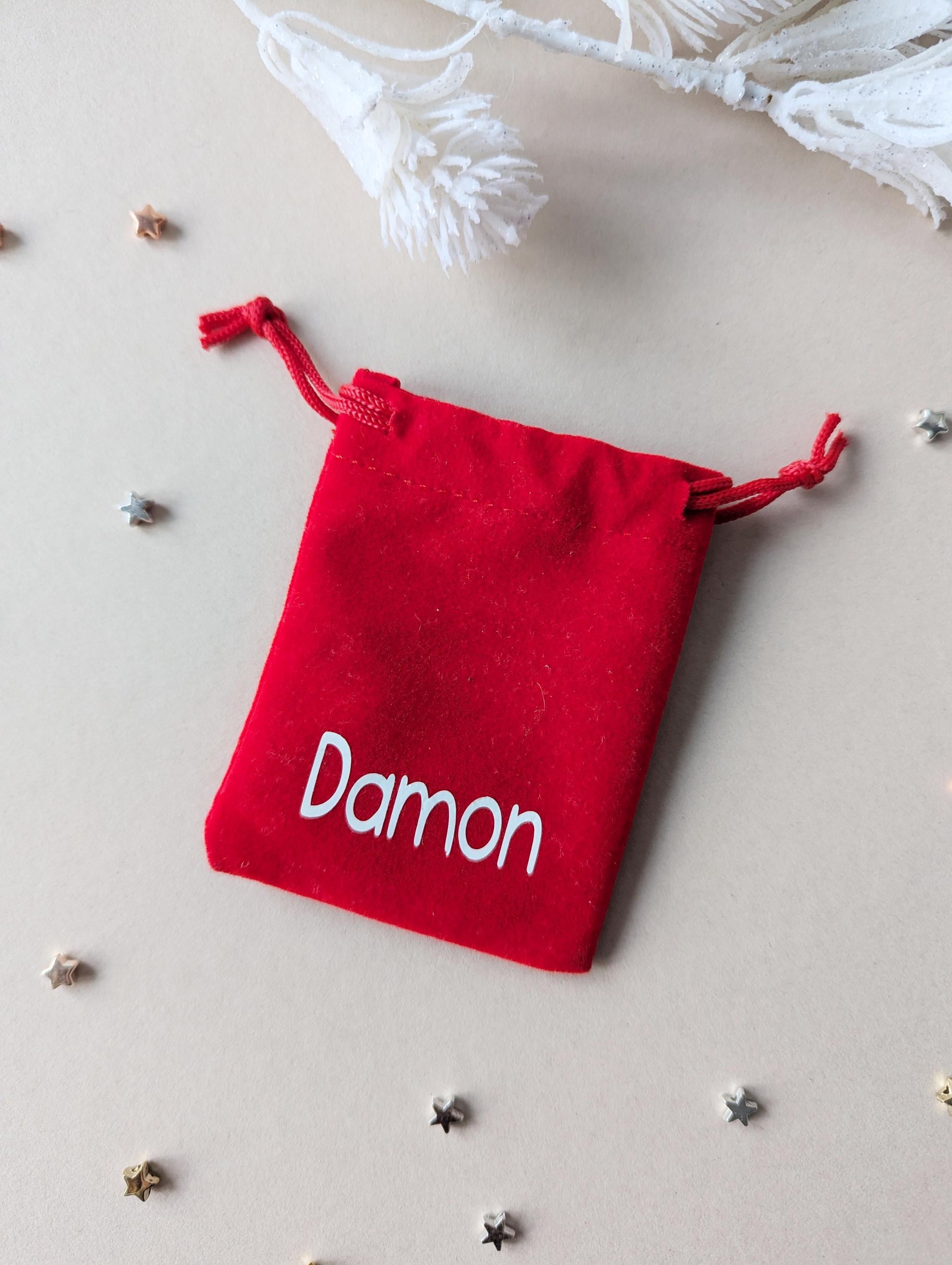 Personalised Small Red Gift Bag: Jewellery Bag, Stocking Filler